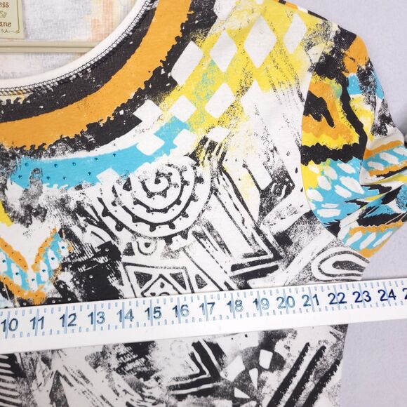 Jess & Jane Top Shirt Womens Size 1X Pullover Geometric Abstract 3/4 Sleeves - Picture 7 of 12